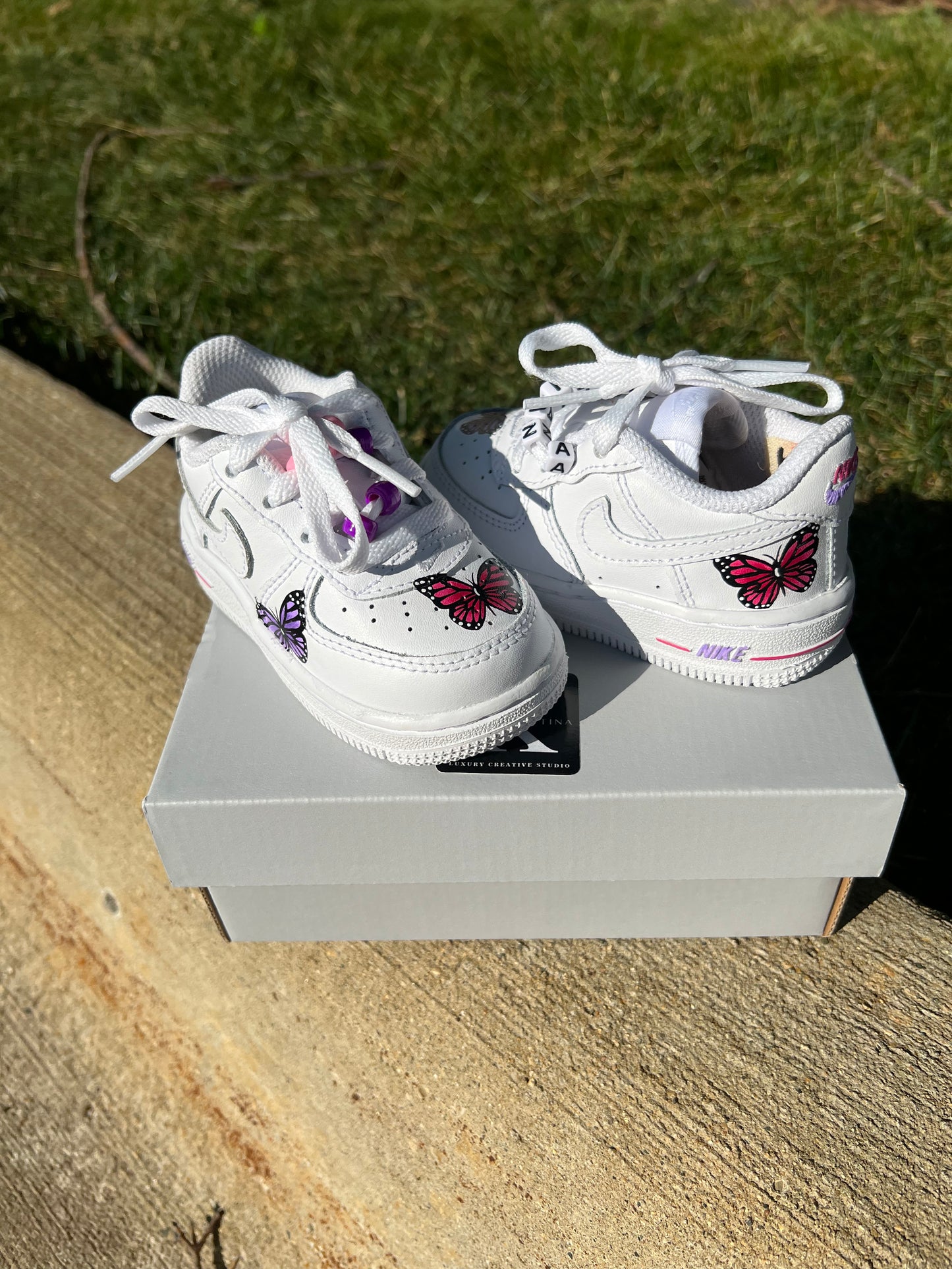 Baby Girl / Toddler Butterfly & Beads AF1's 0 - 4 Years