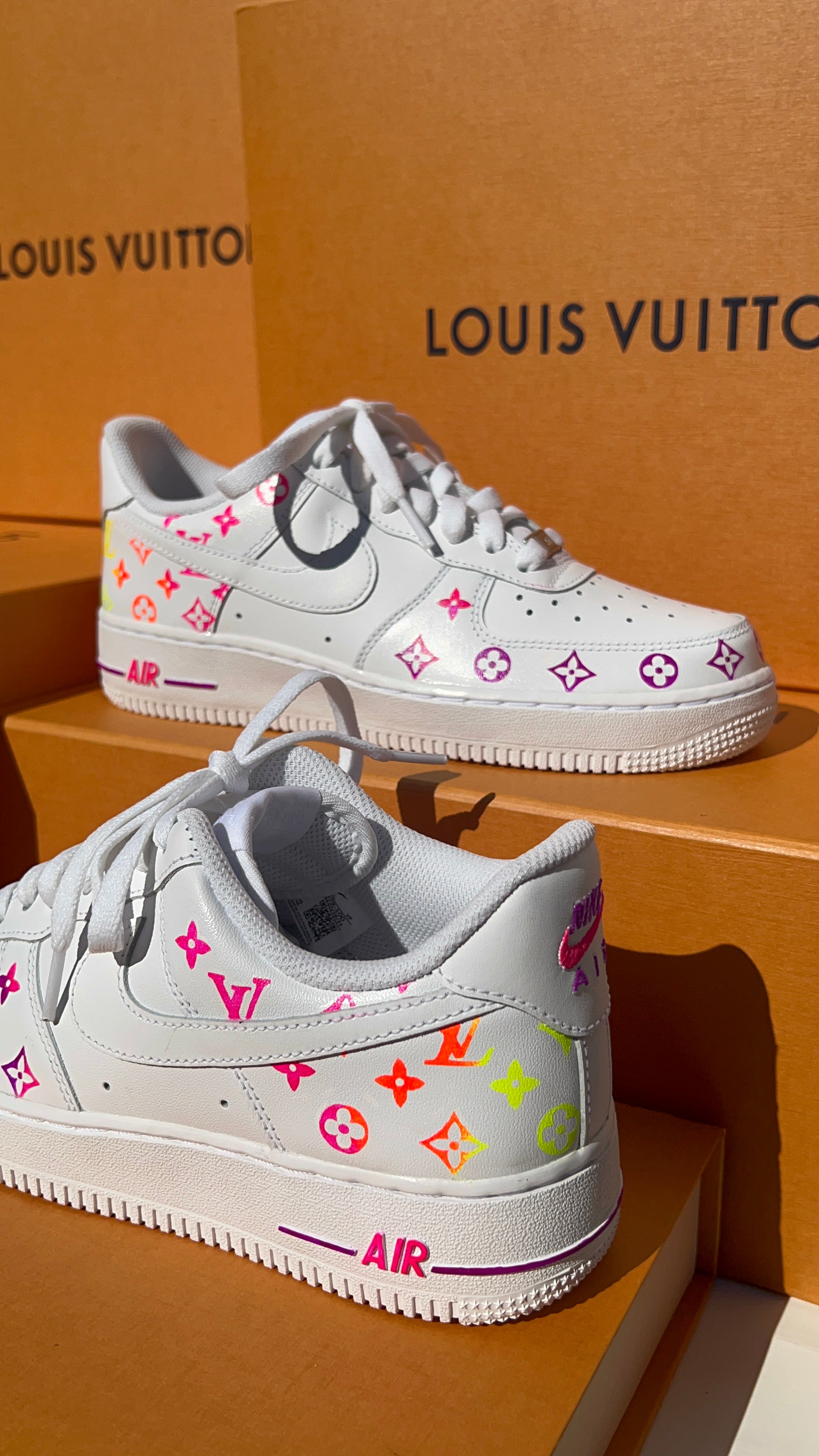 Rainbow louis vuitton cheap air force 1