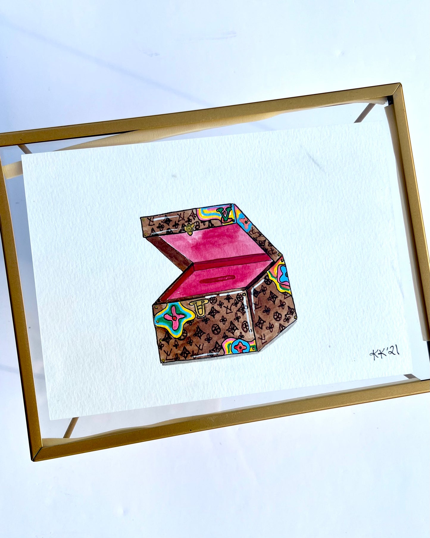 Framed Sketch "LV Trunk Virgil Abloh"