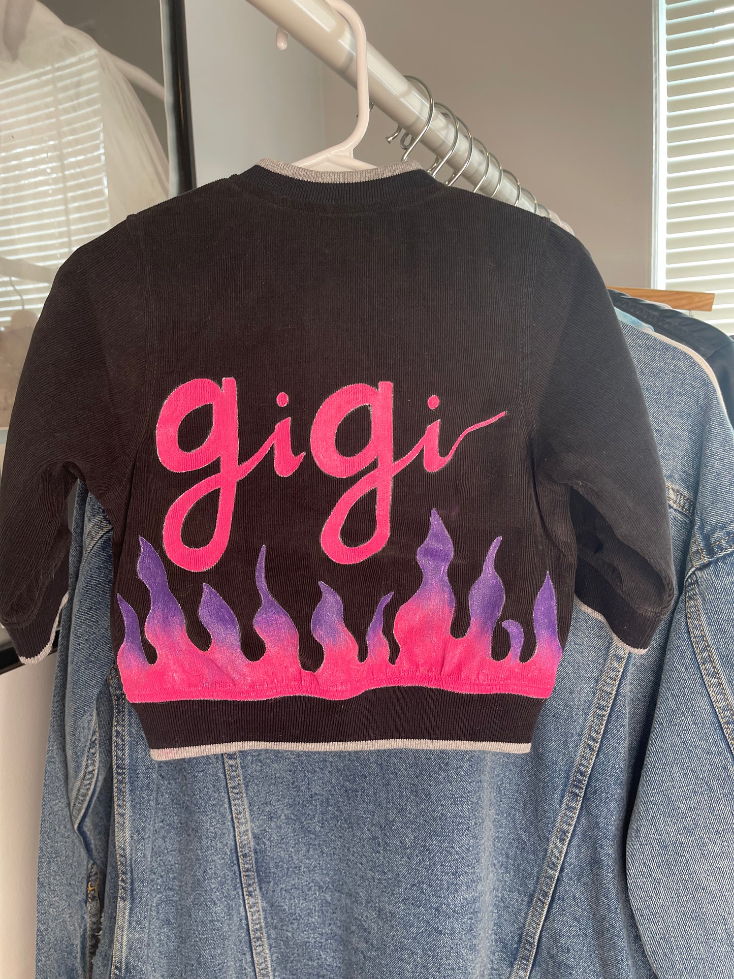 Baby / Toddler Hand Painted Ombre Flame & Name Bomber Jacket